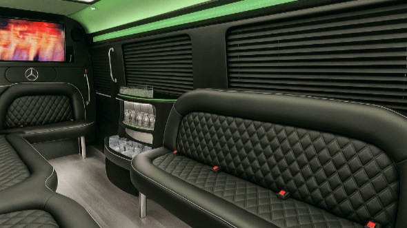 Interior of Charter Bus Company College Station's 14 Passenger Sprinter Limousine in College Station