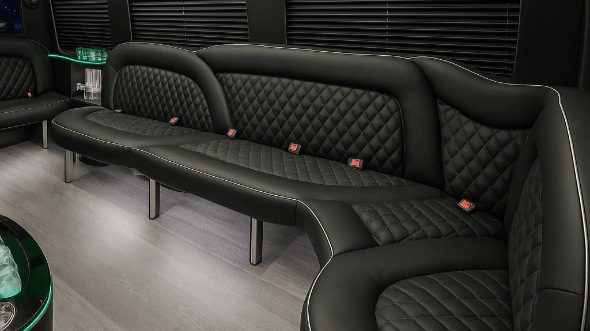 Interior of Charter Bus Company Galveston's 14 Passenger Sprinter Limousine in Galveston
