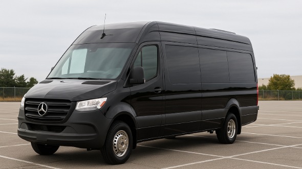 Exterior of Charter Bus Company Pearland's 14 Passenger Sprinter Limousine in Pearland