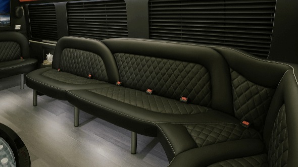 Interior of Charter Bus Company College Station's 15 Passenger Party Bus in College Station