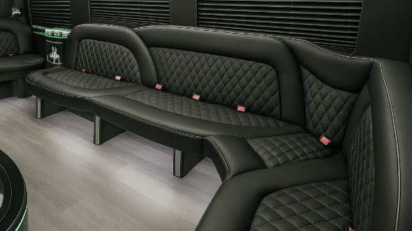 Interior of Charter Bus Company Sugar Land's 15 Passenger Party Bus in Sugar Land