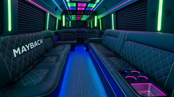 Interior of Charter Bus Company Lafayette's 20 Passenger Party Bus in Lafayette