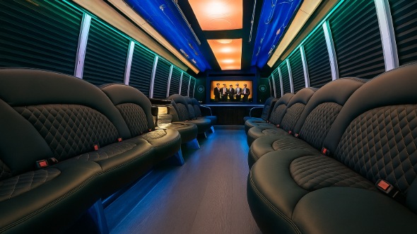Interior of Charter Bus Company Lafayette's 25 Passenger Party Bus in Lafayette