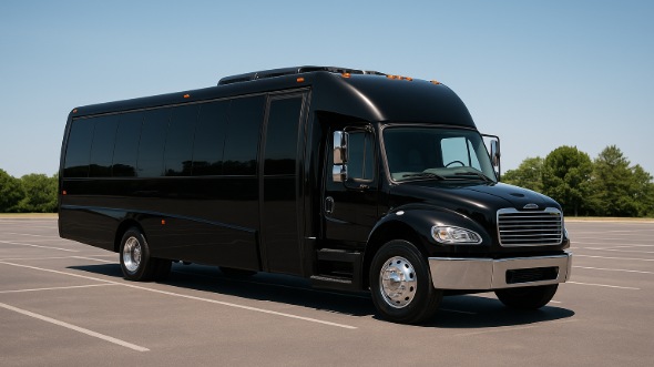 Exterior of Charter Bus Company College Station's 28 Passenger Party Bus in College Station