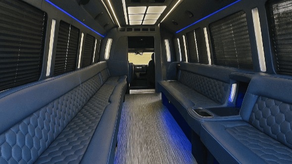 Interior of Beaumont Party Bus Company's 28 Passenger Party Bus in Beaumont