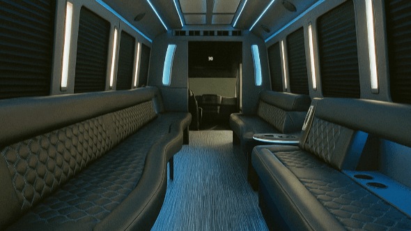 Interior of Charter Bus Company Galveston's 28 Passenger Party Bus in Galveston