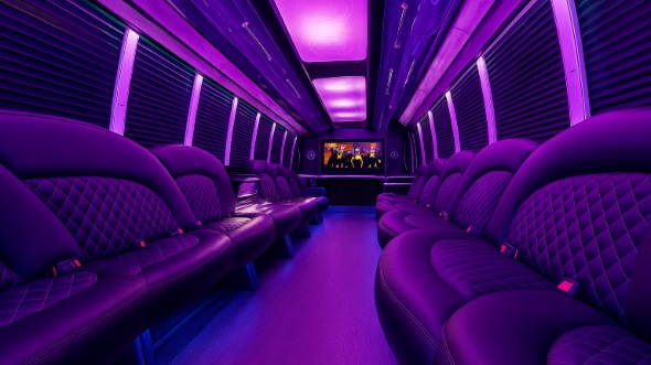 Interior of Charter Bus Company Lafayette's 28 Passenger Party Bus in Lafayette