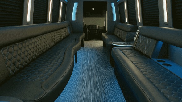 Interior of Charter Bus Company Pearland's 28 Passenger Party Bus in Pearland