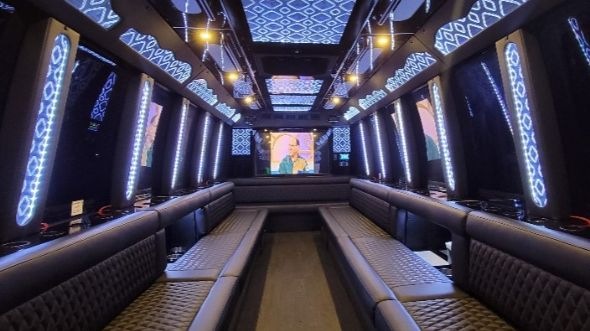 Interior of Beaumont Party Bus Company's 30 Passenger Party Bus in Beaumont
