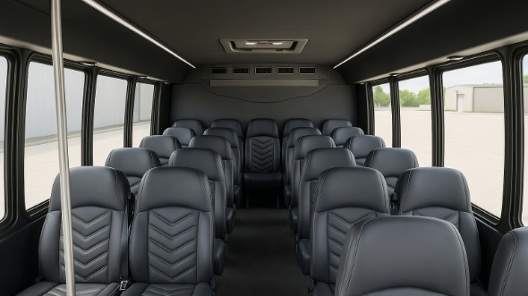 Interior of Charter Bus Company Beaumont's 35 Passenger Minibus in Beaumont