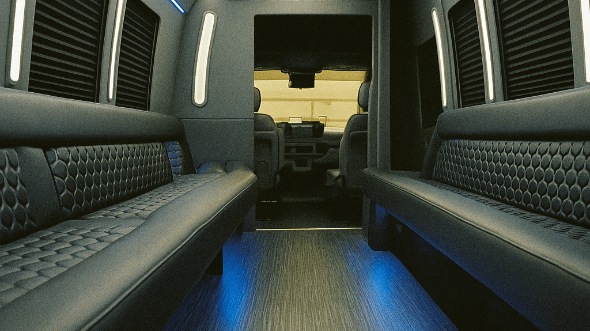 Interior of Charter Bus Company Houston's 40 Passenger Party Bus in Houston