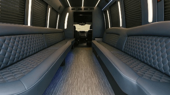 Interior of Charter Bus Company Sugar Land's 40 Passenger Party Bus in Sugar Land