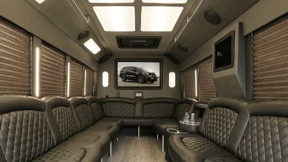 Interior of Charter Bus Company Port Arthur's 50 Passenger Party Bus in Port Arthur