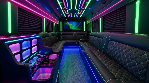 beaumont 40 passenger party bus inside